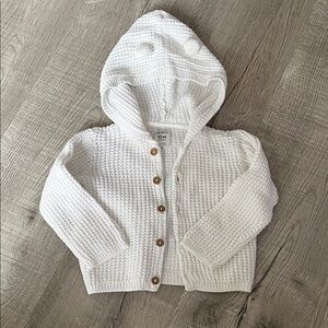 Carters - White Hooded Kids Cardigan - 12 Months